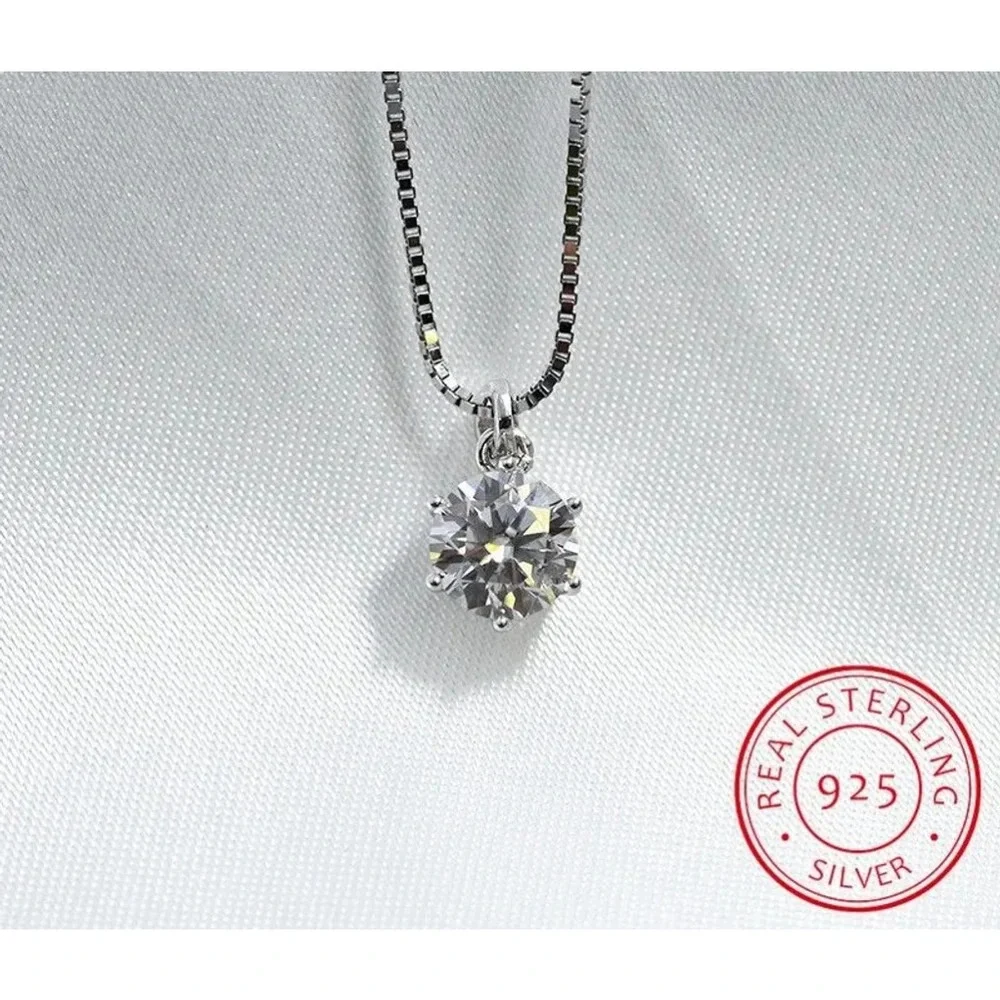 Women's 1 Carat Simulated Diamond Sterling Silver Necklace Size‎ 16-18